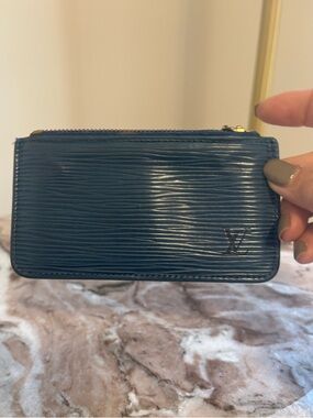 Louis Vuitton Epi Leather Card Holder Zip Pouch Blue | LV Coin Purse Wallet
